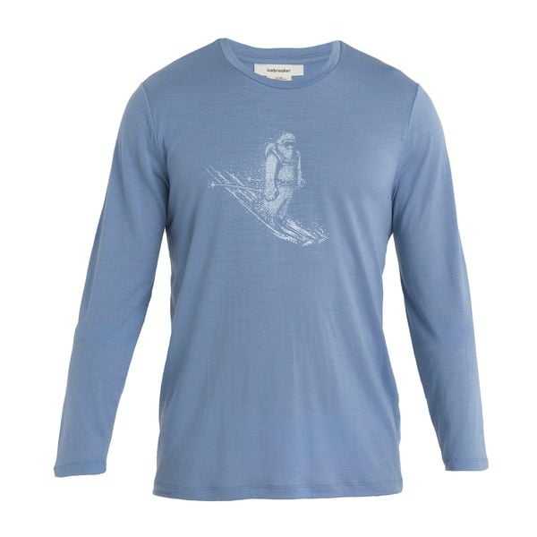 Bluza termoaktywna męska icebreaker Tech Lite II Tee Skiing Yeti. Niebieskie bluzy męskie Icebreaker, na zimę, m, bez wzorów, bez kaptura. Za 249.99 zł.