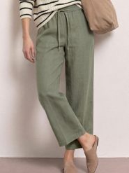 Street One Lniane spodnie Kobiety len (100%) zielony, 44-26. Zielone spodnie materiałowe damskie Street One, bez wzorów, ze lnu. Za 279.95 zł.