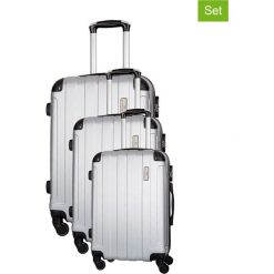Zestaw walizek w kolorze srebrnym - 3 szt. Walizki męskie Platinium, z materiału. W wyprzedaży za 539.95 zł.