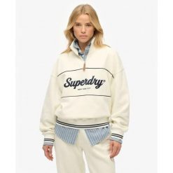 Damska bluza rozpinana z zamkiem 1/4 Superdry Country Club. Białe bluzy damskie Superdry., bez wzorów, bez kaptura. Za 342.35 zł.