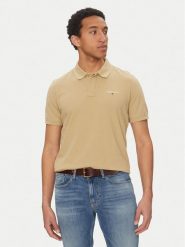 Tommy Jeans Polo Linear DM0DM20914 Beżowy Regular Fit. Brązowe koszulki polo męskie Tommy Jeans, m, bez wzorów, z bawełny, bez ramiączek. Za 209.99 zł.