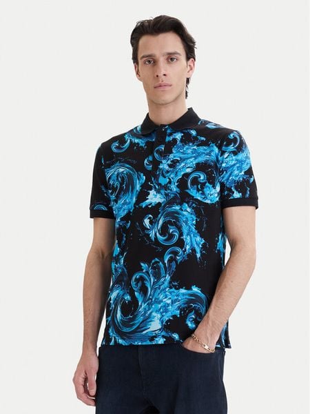 Versace Jeans Couture Polo 80GAG6S0 JS549 Niebieski Regular Fit. Niebieskie koszulki polo męskie Versace Jeans Couture, m, bez wzorów, z bawełny, bez ramiączek. Za 787.99 zł.