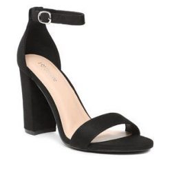 Sandały DeeZee. Czarne klapki damskie DeeZee, bez wzorów, bez obcasa, na słupku, bez zapięcia. Za 89.99 zł.