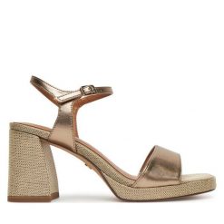 Sandały Tamaris. Żółte sandały damskie Tamaris, bez wzorów, bez obcasa, na słupku, bez zapięcia. Za 239.99 zł.
