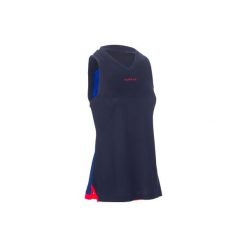 KOSZULKA T500 DAMSKA. Niebieskie koszulki sportowe damskie TARMAK, z tkaniny. Za 39.99 zł.