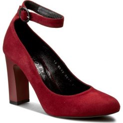 Półbuty KOTYL - 5893 Bordo Zamsz. Czerwone półbuty damskie Kotyl, ze skóry. W wyprzedaży za 219.00 zł.