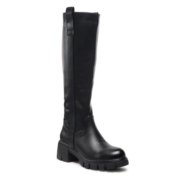 Kozaki DeeZee. Czarne kozaki damskie DeeZee, bez obcasa, na słupku. Za 219.99 zł.