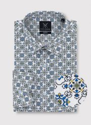 PAKO LORENTE – Koszula w kolorze białym w oryginalny wzór. Białe koszule męskie Pako Lorente, m, bez wzorów, bez kołnierzyka, bez ramiączek. Za 79.99 zł.