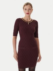Elisabetta Franchi Sukienka koktajlowa AM-20B-56E2-V480 Bordowy Regular Fit. Czerwone sukienki damskie Elisabetta Franchi, bez wzorów, z syntetyku, wizytowe, bez kołnierzyka, bez ramiączek. Za 2,079.00 zł.