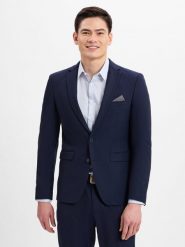 Finshley & Harding marynarka od garnituru modułowego Mężczyźni Slim Fit Sztuczne włókno niebieski, 90. Niebieskie marynarki męskie Finshley & Harding, bez wzorów, z włókna. Za 399.95 zł.