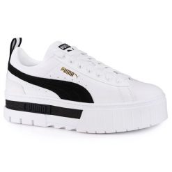 Buty damskie sneakersy sportowe Puma MAYZE LTHR. Białe obuwie sportowe damskie Puma, bez wzorów, trekkingowe. W wyprzedaży za 199.00 zł.