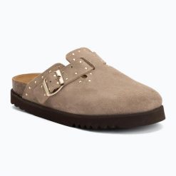 Klapki damskie Scholl Beatriz Suede. Brązowe klapki damskie Scholl, bez wzorów, z materiału, eleganckie, bez obcasa. Za 529.99 zł.