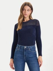 Guess Sweter W5BR62 Z0890 Granatowy Slim Fit. Niebieskie swetry damskie Guess, m, z aplikacjami, z syntetyku, bez kołnierzyka, bez ramiączek, bez kaptura. Za 299.99 zł.