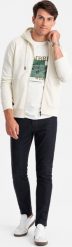 Ombre Męska rozpinana bawełniana bluza dresowa BASIC kremowa V5 OM-SSBZ-0160 XL. Białe bluzy męskie Ombre, m, bez wzorów, z bawełny, bez kaptura. Za 199.99 zł.