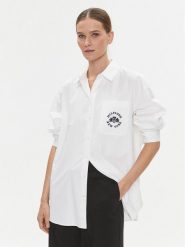 Tommy Hilfiger Koszula Varsity WW0WW39682 Biały Oversize. Białe bluzki damskie Tommy Hilfiger, l, bez wzorów, z bawełny, bez kołnierzyka, bez ramiączek. Za 639.99 zł.