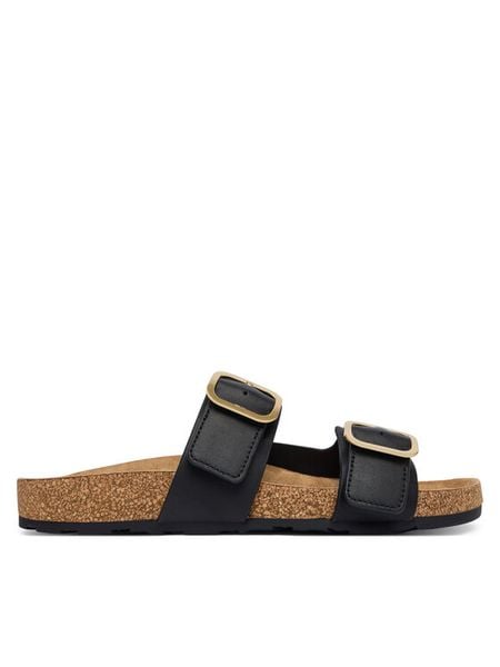 Tommy Hilfiger Klapki Leather Double Strap Cork Sandals FW0FW09118 Czarny. Czarne klapki damskie Tommy Hilfiger, bez wzorów, bez obcasa. Za 409.99 zł.