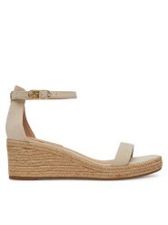Tommy Hilfiger Espadryle Suede Ankle Mid Wedge Espadrille FW0FW08479 Beżowy. Brązowe sandały damskie Tommy Hilfiger, bez wzorów, ze skóry, bez obcasa, bez zapięcia. W wyprzedaży za 309.99 zł.