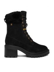 Tommy Hilfiger Trzewiki Th Shearling Lace Up Boot FW0FW08999 Czarny. Czarne kozaki damskie Tommy Hilfiger, ze skóry, bez obcasa, na słupku. Za 999.99 zł.