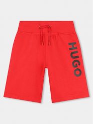 Hugo Szorty sportowe G00034 D Czerwony Regular Fit. Czerwone szorty dla chłopców Hugo, bez wzorów, z bawełny, sportowe. Za 449.99 zł.