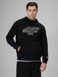 4F Bluza dresowa regular z kapturem męska - czarna 3XL. Czarne bluzy męskie 4f, m, bez wzorów, z dresówki, z kapturem, trekkingowe. Za 189.99 zł.