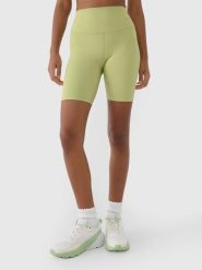 SPODENKI DAMSKIE 4F TRENINGOWE LEGGINSY KRÓTKIE KOLARKI KOLOR ZIELONY. Zielone legginsy sportowe damskie 4f, xl, bez wzorów, z materiału, krótkie, na fitness i siłownię. Za 99.99 zł.