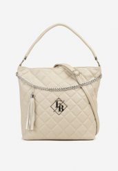 Beżowa Torebka Pikowana Shopper z Paskiem Lanelea. Brązowe torebki shopper damskie Born2be, bez wzorów, eleganckie, pikowane, bez dodatków. Za 84.99 zł.