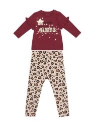 Guess Komplet bluzka i legginsy A5BG02 J1314 Czerwony Regular Fit. Czerwone bluzki dla dziewczynek Guess, z aplikacjami, z bawełny. Za 199.99 zł.