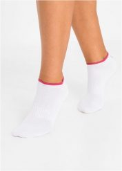 Skarpety do sneakersów (8 par), bawełna organiczna. Białe skarpety damskie bonprix, bez wzorów, z bawełny. Za 52.99 zł.