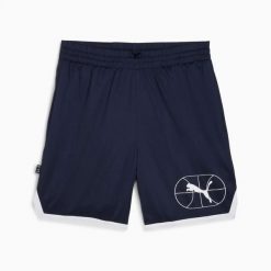 Szorty męskie Puma JUNIOR VARSITY BASKETBALL 7'' granatowe r XL. Niebieskie krótkie spodenki sportowe męskie Puma, l, bez wzorów, z materiału, na fitness i siłownię. Za 81.26 zł.