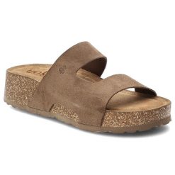 Klapki damskie Yokono, cholewka ze skóry naturalnej odkryty fason szeroki pasek stabilna platforma, brązowe, Wiwi-260 Ser Lodo. Brązowe klapki damskie Yokono, bez wzorów, ze skóry, bez obcasa, na platformie. Za 209.00 zł.