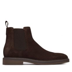 Sztyblety Guess. Brązowe botki męskie Guess, z aplikacjami, bez zapięcia. Za 674.99 zł.