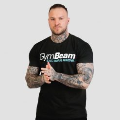 Koszulka męska fitness regular czarna Grow. Czarne koszulki sportowe męskie GYMBEAM, l, bez wzorów, z bawełny, bez kołnierzyka, bez ramiączek, na fitness i siłownię. Za 55.90 zł.