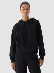 4F Bluza dresowa z kapturem damska 4F x Anna Lewandowska - czarna M. Czarne bluzy damskie 4f, m, bez wzorów, z bawełny, z kapturem. W wyprzedaży za 139.99 zł.