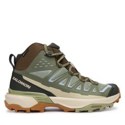 Trekkingi Salomon. Zielone obuwie sportowe damskie Salomon, bez wzorów, trekkingowe. Za 729.99 zł.