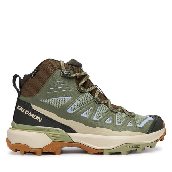 Trekkingi Salomon. Zielone obuwie sportowe damskie Salomon, bez wzorów, trekkingowe. Za 729.99 zł.