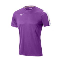 Koszulka Mizuno Nara Tee. Fioletowe koszulki sportowe męskie Mizuno, bez wzorów, bez kołnierzyka, bez ramiączek, na fitness i siłownię. Za 151.00 zł.