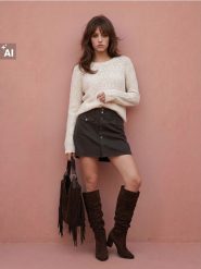 Jeansowa spódnica mini - brązowy. Brązowe spódnice damskie Sinsay, bez wzorów, z jeansu, mini. Za 49.99 zł.