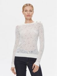 Guess Sweter W4RR28 Z3C90 Biały Slim Fit. Białe swetry damskie Guess, xl, z aplikacjami, z syntetyku, bez kołnierzyka, bez ramiączek, bez kaptura. Za 599.99 zł.