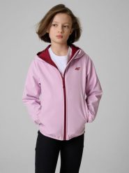 4F Kurtka softshell wiatroodporna membrana 5000 dziewczęca - fioletowa 128 (7-8 lat). Fioletowe kurtki i płaszcze dla dziewczynek 4f, bez wzorów, z softshellu, bez kaptura. Za 169.99 zł.