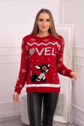 Sweter świąteczny z napisem czerwony. Czerwone swetry damskie KESI, l, bez wzorów, z wełny, wizytowe, bez kołnierzyka, plus size, bez ramiączek, długie, bez kaptura. Za 125.45 zł.
