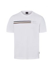 Bugatti koszulka Mężczyźni Bawełna (100%) biały, XL. Białe koszulki sportowe męskie Bugatti, m, bez wzorów, z bawełny, bez kołnierzyka, bez ramiączek. Za 119.95 zł.