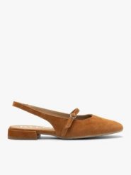 Rude czółenka slingback. Brązowe czółenka damskie Brawo sp. z o.o., bez wzorów, bez obcasa, na obcasie, bez zapięcia. W wyprzedaży za 269.99 zł.