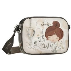 Torebka damska Anekke, z efektownym nadrukiem i metalowym logo zapinana na suwak z regulowanym paskiem oraz ozdobnym brelokiem kompaktowa a zarazem f. Szare torebki do ręki damskie Anekke, bez wzorów, z nadrukiem, bez dodatków. Za 369.00 zł.