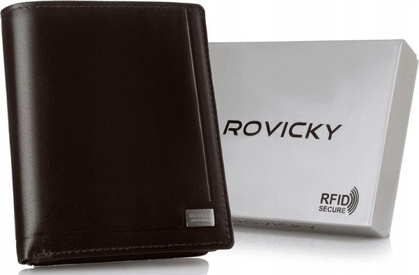Rovicky Skórzany portfel męski w orientacji pionowej - Rovicky NoSize. Portfele męskie ROVICKY, bez wzorów. Za 157.53 zł.