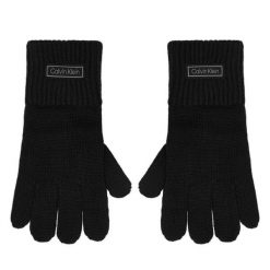 Rękawiczki Calvin Klein. Czarne rękawiczki męskie Calvin Klein, bez wzorów, z dzianiny. Za 259.99 zł.