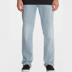 Spodnie Volcom Solver Denim Niebieskie. Niebieskie spodnie sportowe męskie Volcom, bez wzorów, z denimu. Za 338.36 zł.