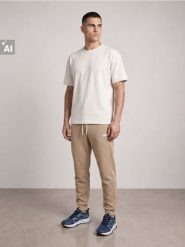 Spodnie sportowe jogger - beżowy. Brązowe spodnie sportowe męskie Sinsay, l, bez wzorów, na fitness i siłownię. Za 49.99 zł.