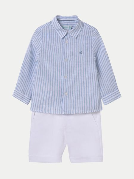 Abel & Lula Komplet koszula i szorty materiałowe 05252 Biały Regular Fit. Białe koszule dla chłopców Abel & Lula, bez wzorów, ze lnu. Za 269.99 zł.