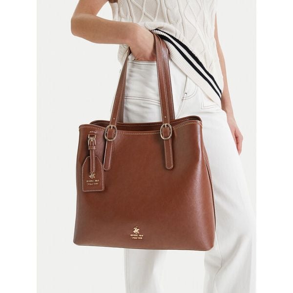 Torebka Beverly Hills Polo Club. Brązowe torebki do ręki damskie Beverly Hills Polo Club, bez wzorów, bez dodatków. Za 190.99 zł.