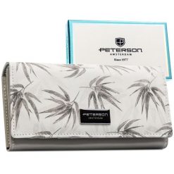 Biały portfel damski z systemem RFID zamykany na zatrzask - Peterson. Białe portfele damskie bez wzorów, ze skóry. Za 124.99 zł.
